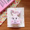 Corea del Sur lindo niños grande tela algodón cuadros enchufe algodón animal de dibujos animados cabeza pato clip corbata de moño aro grande para el pelo