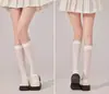Meias de Bezerro Estilo Japonês Meias JK Meias de Veludo Pretas Meias Modeladoras de Pernas Femininas Até o Meio da Panturrilha Verão Finas Brancas Meias Acima do Joelho