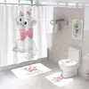 Cortina de Ducha para Gatos Impermeable Juego Cortina de Baño Baño Cortina Barra Curva sin Taladro Cortina Colgante Cortina de Puerta Decoración