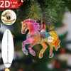 Item popular transfronteiriço: Pingente de Cavalo Galopante Dourado Luxuoso em Acrílico, Presente de Feriado, Decoração de Mochila, Chaveiro, Enfeite Pendente Decorativo