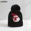 Gorro de Punto Navideño Otoño e Invierno Cálido Amazon Venta Caliente Gorro de Campana Feliz Navidad Gorro con Bola de Pelo