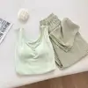 Conjunto de Camisola con Almohadillas en el Pecho, Ropa de Dormir de Verano Suelta para Mujer, Top de Imitación de Algodón + Pantalones, Algodón Nube con Cuello de Solapa