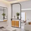 Tela Meia-Parede de Banheiro Estilo Cream de Luxo Leve com Divisória de Vidro Ondulado para Áreas Úmidas e Secas, Prateleira para Lavatório
