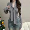 Diseño Sense Camiseta de Manga Larga para Mujer Primavera Otoño e Invierno Nuevo Estilo Extranjero Spice Girl Interior Ajustado Adelgazante Camiseta Base Top