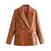 Ins estilo europeu e americano transfronteiriço 2026 nova moda elegante Amazon atacado de roupas femininas blazer de couro para o dia a dia