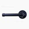 Suporte de parede para cano de água preto estilo industrial Suporte para papel higiênico Kit de montagem na parede com alça de tubo de ferro forjado loft Suporte para placa de madeira