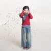 Ropa para niños Nuomi Wanzi para niñas, camiseta básica lisa de color sólido, estilo otoño, agradable a la piel, transpirable, camiseta de manga larga para niños