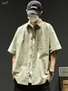 Camisa de manga corta para hombre para verano, estilo japonés, color liso, versátil, ropa de trabajo estilo Hong Kong, holgada, ligera, top casual
