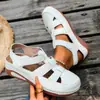 Sandálias de Salto Anabela Novas de Verão Bico Fechado Vazadas Respiráveis Femininas Comércio Exterior Tamanho Grande Plataforma Solado Grosso Velcro Sapatos Femininos Tamanho 44