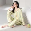 Pijama de Otoño e Invierno para Mujer, Manga Larga y Pantalón, Estilo Nuevo, Cárdigan de Cuello Solapa, Kimono de Algodón Puro, Dulce y Lindo, Ropa de Casa Tallas Grandes