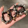 Goma para el Cabello de Goma con Perlas Retro, Goma para el Cabello Exquisita y de Alta Gama, Goma para el Cabello de Bola Estilo Coreano, Banda de Cuero