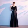 Vestido Negro de Cóctel, Elegante Vestido de Anfitriona para Reunión Anual, Vestido de Noche para Banquete de Piano, Vestido para Actuación Coral, Vestido Largo, Uniforme de Director