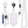 Portatarjetas de Identificación Multifuncional, Estuche de Almacenamiento de Insignias Estilo Ins Transfronterizo con Cordón, Clip de Metal, Cubierta Retráctil Duradera Resistente a los Arañazos