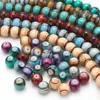 Novas Contas de Luz com Padrão de Tinta de 8mm Contas Redondas Furo Médio Contas de Vidro Lisas Acessórios para Joias Pulseiras Brincos