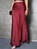2026 Amazon Europeu e Americano Transfronteiriço Moda Feminina Elegante Cintura Alta Feminina Cor Sólida Extra Longo Cetim Cauda de Peixe Saia Outono e Inverno