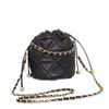 Bolso bombonera de piel genuina, bolso pequeño estilo Chanel con cadena de bolas doradas, cadena de cintura rómbica para mujer de alta gama, nuevo bolso bandolera de piel de vaca 9906