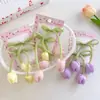 Pinza para el cabello de Tulipán Coreano con Cinta Lazo Dulce para Niña Pinza de Pato Pinza para Bordes del Cabello Roto Pinza para Flequillo Tocado de Flor