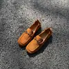 258-2 Mocasines Slip-On, Zapatos de Corte Profundo Individuales, Zapatos para Mujer, Piel Genuina, Piel de Vaca, Mocasines con Hebilla de Caballo, Zapatos tipo Gorro para Mujer