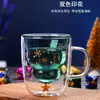 Taza de Vidrio Navideña Famosa en Internet Resistente a Altas Temperaturas, Taza Linda de Doble Capa para Pedir Deseos con Estrella, Taza para Leche de Desayuno, Taza de Regalo, Taza de Café