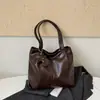 Bolsa Tote Melanoid Estilo Retrô Grande Capacidade Feminina Nova Outono Estilo Coreano Relaxada Couro Macio Bolsa de Ombro Bolsa de Braço