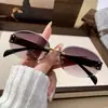 Gafas de Sol Metálicas de Borde Cortado Sin Marco Transfronterizas Europeas y Americanas para Hombres y Mujeres, Gafas de Celebridad de Internet de Alta Gama de Moda, Montura Ovalada para Mujeres