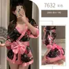 Lingerie Sexy, Não Precisa Tirar, Pijama Kimono Estilo Japonês, Sedutor, Fofo, Decote em V Profundo, Camisola Estampada para Sala Privada para Mulheres 7632