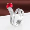 Anillos de Zirconia con Forma de Serpiente Personalizados de Venta Caliente Transfronteriza, Anillos de Cobre Puro de Gama Alta para Mujer de Nicho, Venta al por Mayor de Joyería, Más Vendidos Transfronterizos