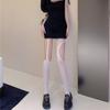 Medias negras asimétricas de rejilla rasgadas huecas para mujer, sexy, medias finas de verano de seda pura blanca
