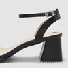 Sapatos de Salto Alto de Tira Única Verão Estilo Europeu e Americano Comércio Exterior Transfronteiriço para Mulheres, Novo Estilo com Salto Bloco, Sandálias Abertas Simples e Elegantes