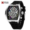 Reloj de Venta Caliente Transfronterizo Ofns, Reloj de Estudiante Moderno con Esfera Grande en Forma de Barril, Reloj de Cuarzo para Hombre Luminoso Personalizado con Láser