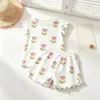 Conjunto de Pijama de Verão para Meninas Roupa de Casa Bebê Estilosa Personalidade Infantil Marca Tendência Estilo Coreano Flores Pastorais Conjunto para Ar Condicionado Pijama