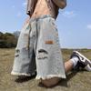 Bermudas de mezclilla raperas para hombre estilo americano high street retro verano delgadas casuales a la moda rasgadas