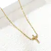 Collar de Cadena para Clavícula de Acero Inoxidable 18K con Colgante de Cruz de Lujo Accesible Transfronterizo Europeo y Americano Elemento Clásico Simple