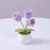 Planta de lirio de los valles tejida a mano con tres flores, maceta, regalo de cumpleaños para niña, adornos para coche, escritorio, regalo del día del maestro