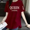 Camiseta informal versátil de manga corta con estampado, cuello redondo, corte holgado y efecto adelgazante, cómoda y versátil, para comercio exterior transfronterizo.
