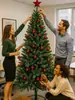 Árvore de Natal Artificial de PVC Xmas Galhos Verdes Naturais Realistas com Pernas Sólidas de Metal