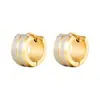 Brincos Color-Blocking Dourado e Aço Estilo Maillard, Brincos de Camada Dupla em Forma de C de Luxo Leve, Estilo Tendência de Celebridade da Internet, Joias de Design Exclusivo