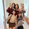 Suéter jacquard con letras estilo japonés y coreano 2026 para mujer, nuevo top de punto negro de manga larga para otoño, capa base para superponer, transfronterizo
