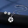 Collar y Pendientes Europeos y Americanos Nuevos de Acero Inoxidable Conjunto al por Mayor Pendientes Sudamericanos Clavícula Brillante Conjunto de Dos Piezas Accesorios
