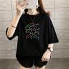 Camiseta de Dibujos Animados de Manga Corta para Mujer en Verano, Ropa de Pareja Holgada y Relajada, Ins Casual Versátil, Top Estampado de Media Manga, Trendy