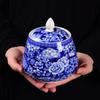 Grande Recipiente de Chá de Cerâmica Azul e Branco, Pote de Armazenamento de Chá Selado, Chá Verde, Chá Branco, Pu'Er, Recipiente de Chá de Porcelana Azul e Branco à Prova de Umidade