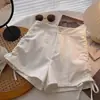 Elegantes pantalones casuales de pierna ancha de cintura alta para adelgazar para mujer, shorts de verano de tela irregular tipo traje en línea A, shorts ajustados de moda ins