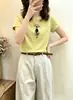 Camiseta de Algodón Acanalado Guangzhou Thirteen Factories para Mujer, Suministro Directo de Fábrica Origen, Top Ajustado de Manga Corta, Stock de Verano, Disponible para Dropshipping