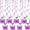 Ornamentos Pendentes Espirais de Borboleta Roxa da Moda com Fitas de Lantejoulas para Atividades ao Ar Livre de Primavera e Montagem de Cenário para Fotos, Fonte Transfronteiriça