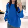 Suéter de Gola Redonda Pulôver Estilo Preguiçoso de Imitação de Visom para Mulheres Outono e Inverno Novo Solto Mangas Longas Macio Cera Casual Tricô Top para Mulheres