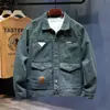 Jaqueta Jeans Lavada Estilo Motociclista Nova Primavera e Outono 2026 para Homens, Jaqueta Casual Tendência de Algodão Puro com Gola Reversível