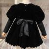 Comercio Exterior Ropa Infantil al por Mayor Vestido para Niñas Otoño e Invierno 23 Nuevo Vestido de Princesa Infantil con Perlas Falso Dos Piezas Encaje Empalmado