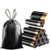 Sacos de Lixo para Uso Doméstico, Espessados, Resistentes a Rasgos, com Cordão, Descartáveis, Tamanho Grande, Preto, Itens Domésticos de Cozinha, Boca Plana, com Alças
