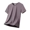 Conjunto de Manga Curta Plus Size de Seda Gelada Transfronteiriço para Homens, Camisa Fina Respirável Elástica de Toque Fresco para o Verão, Camiseta de Seda Gelada