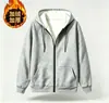 Nova blusa de moletom com capuz e forro de fleece espesso para outono e inverno, peça com zíper, jaqueta de gola alta, roupa esportiva casual para exportação